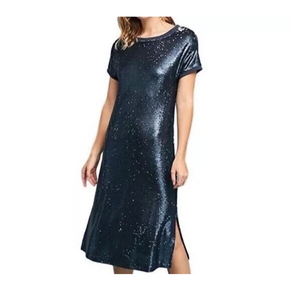 Anthropologie Moulinette Seours Interstellar Blue Sequin Dress Size Small